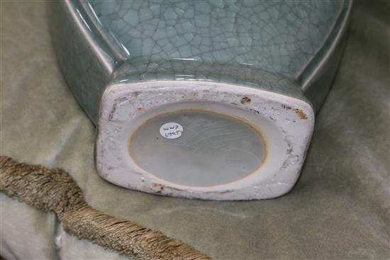 A Chinese square dragon vase and a celadon crackleware vase height 54cm